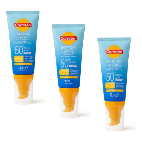 Carroten Everyday SPF50+ Suncare Face Lotion 50mL Pack of 3