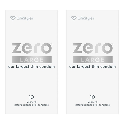 LifeStyles Zero Large Condoms 10 Pack Bundle of 2