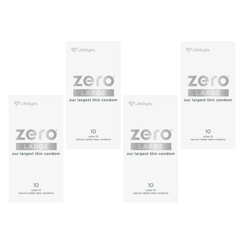 LifeStyles Zero Large Condoms 10 Pack Bundle of 4
