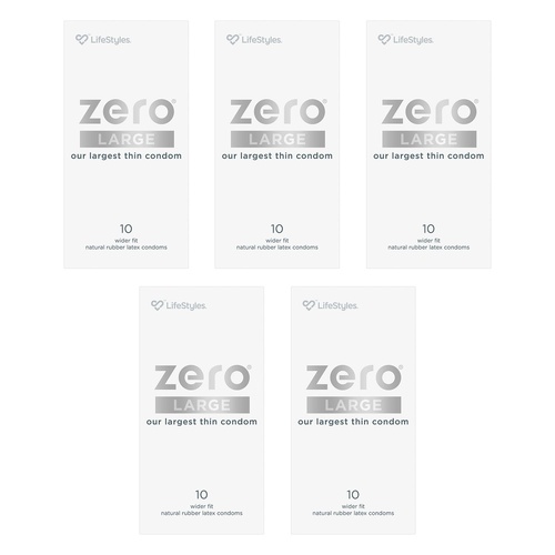LifeStyles Zero Large Condoms 10 Pack Bundle of 5