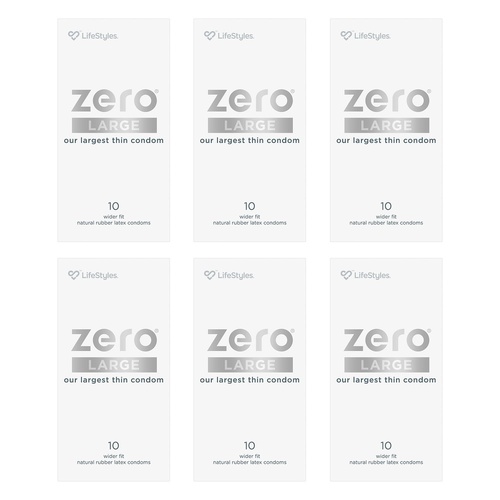 LifeStyles Zero Large Condoms 10 Pack Bundle of 6