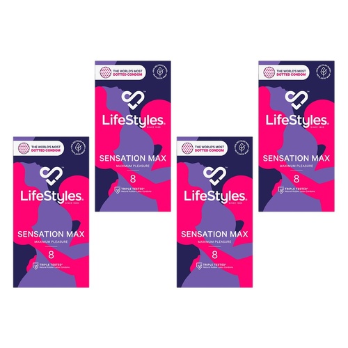 LifeStyles Sensation Max Condoms 8 Pack x 6 Bundle of 4
