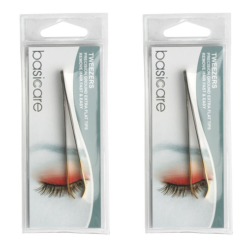 Basicare Arched Claw Tweezers Gold 85mm Precision Hair Removal 2 Pack