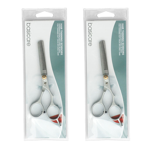 Basicare Hair Thinning Scissors 6 Inch Stainless Steel Gold Trim Professional x2