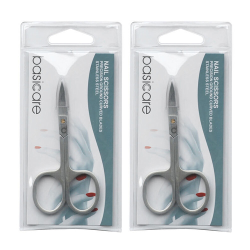 Basicare Stainless Steel Curved Nail Scissors Precision Grooming 3.5 Inch x 2