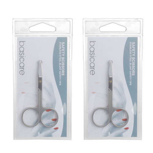 Basicare Toddler Safety Nail Scissors Stainless Steel Blunt Rounded Tips x2