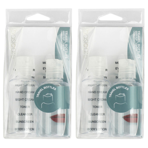 Basicare Travel Bottles Set of 2 Refillable 80ml with Label Stickers