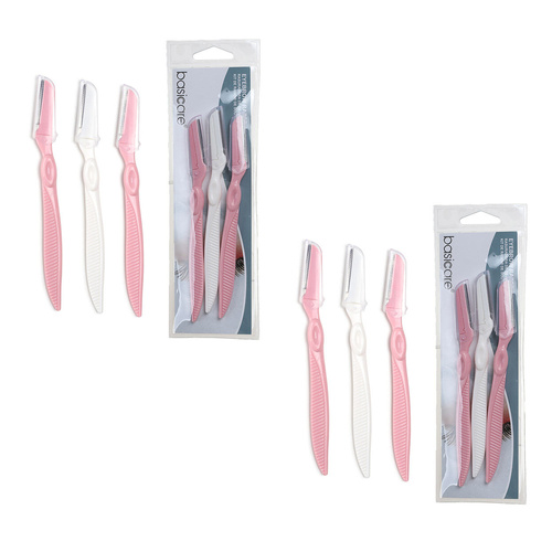Basicare Eyebrow Razor Precision Grooming 3 Pack for Smooth Brow Shaping x 2
