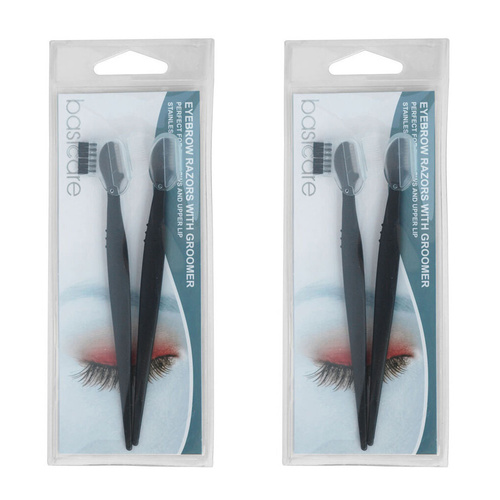 Basicare Eyebrow Razor with Groomer 2 Pack Stainless Steel Precision Shaper