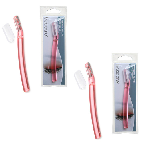 Basicare Eyebrow Razor Stainless Steel Precision Shaping 2 Pack