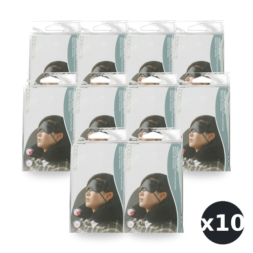 Basicare Travel Sleeping Kit with Neck Pillow Eye Mask and Ear Plugs Pack of 10