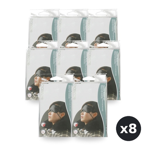 Basicare Travel Sleeping Kit with Neck Pillow Eye Mask and Ear Plugs Pack of 8