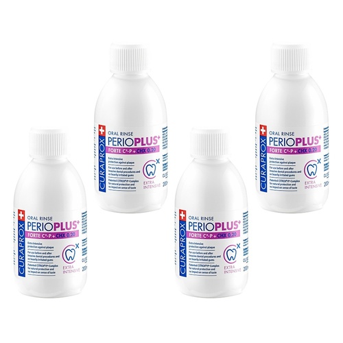 Curaprox Perio Plus Forte Mouthwash Chlorhex 0.2% 200ml Pack of 4