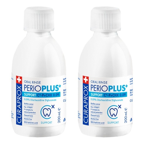 Curaprox Perio Plus Support M-Wash Chlorhex .09% 200mL Pack of 2