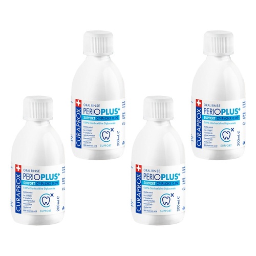 Curaprox Perio Plus Support M-Wash Chlorhex .09% 200mL Pack of 4