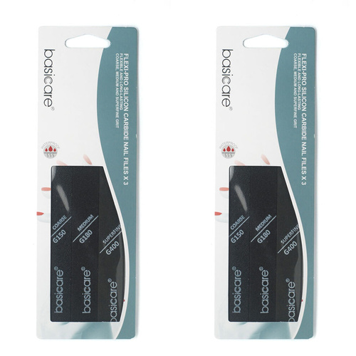 Basicare Flexi Pro Silicon Carbide Nail File 3pcs Coarse Medium Superfine x 2