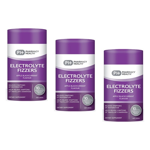 Pharmacy Health Electrolyte Fizzers Apple Blackcurrant 10 Sticks Pack of 3