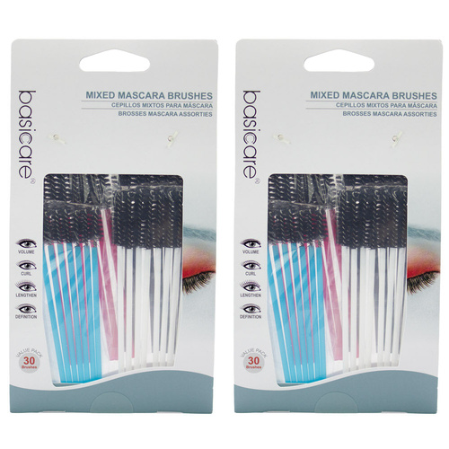 Basicare Disposable Mascara Wands 2 Pack 30 Count Lash Applicators Hygiene Tools