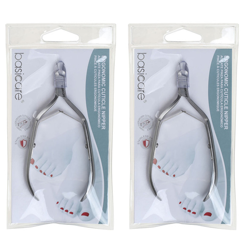 Basicare Ergonomic Stainless Steel Cuticle Nipper Twin Pack Precision Tool