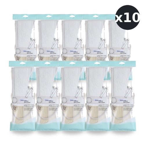 Basicare Back Strap Loofah Towelling Exfoliating Shower Body Scrub Pack of 10
