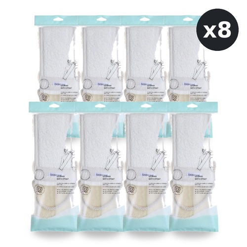 Basicare Back Strap Loofah Towelling Exfoliating Shower Body Scrub Pack of 8