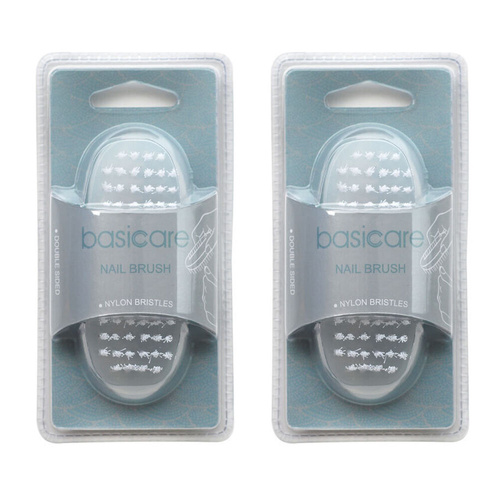 Basicare Double Sided Nail Brush Nylon Bristles Pack of 2 Nail Cleaner