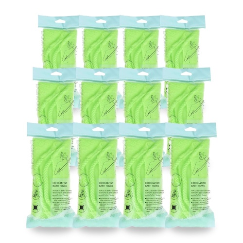 Basicare Exfoliating Bath Towel Yellow Smooth Skin Deep Cleansing Pack of 12