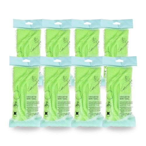 Basicare Exfoliating Bath Towel Yellow Smooth Skin Deep Cleansing Pack of 8