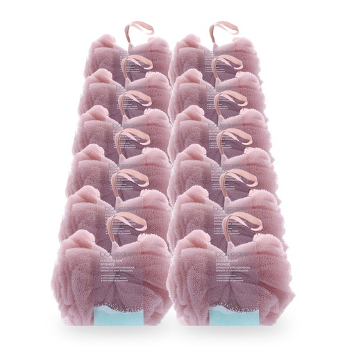Basicare Fluffy Bath Sponge Pink Pack of 12