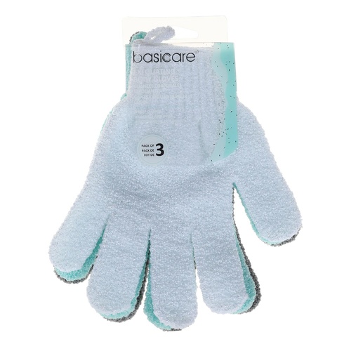 Basicare Exfoliating Body Gloves Pack of 3