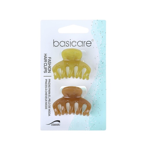 Basicare Fashion Hair Clips Small Claw Clip Beige Twin Pack