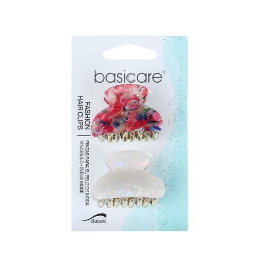 Basicare Fashion Hair Clips Small Claw Clip Multi Coloured Twin Pack
