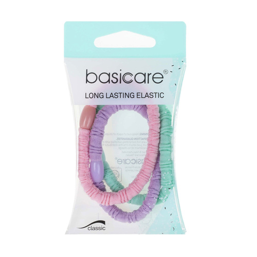 Basicare Pastel Elastic Hair Bands With Bead 3 Pack