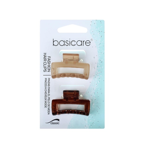 Basicare Fashion Hair Clips Small Claw Clip Brown Twin Pack