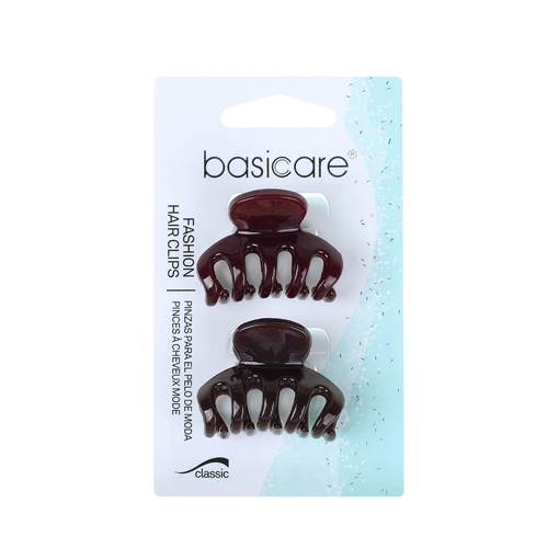 Basicare Fashion Hair Clips Small Claw Clip Brown and Black Twin Pack
