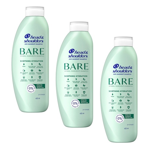 Head & Shoulders BARE Soothing Hydration Anti-Dandruff Shampoo 400mL Pack of 3