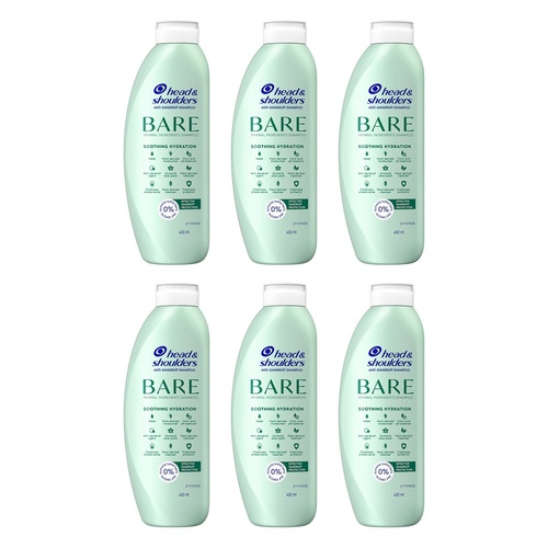 Head & Shoulders BARE Soothing Hydration Anti-Dandruff Shampoo 400mL Pack of 6
