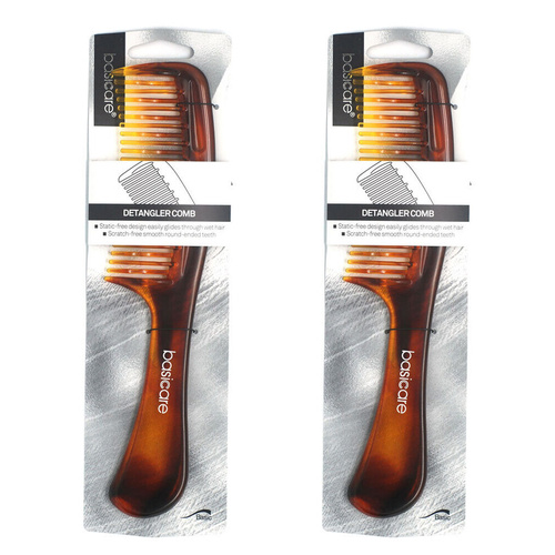Basicare Hair Detangler Comb Brush 22cm Pack of 2 Smooth Styling Frizz Control