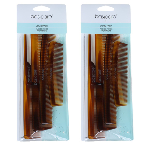 Basicare Hair Comb Family Pack of 4 Styling Combs for All Hair Types x 2