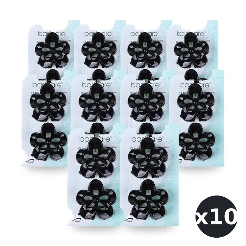 Basicare Black Flower Hair Clips Pack of 2 Secure Stylish Claw Accessories Bundle of 10