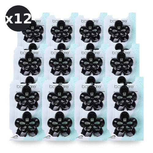 Basicare Black Flower Hair Clips Pack of 2 Secure Stylish Claw Accessories Bundle of 12