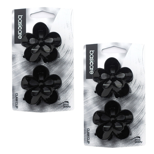 Basicare Black Flower Hair Clips Pack of 2 Secure Stylish Claw Accessories