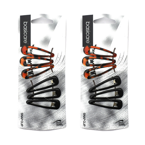 Basicare Shell Snap Hair Clips 4.8cm Secure Hold Pack of 2