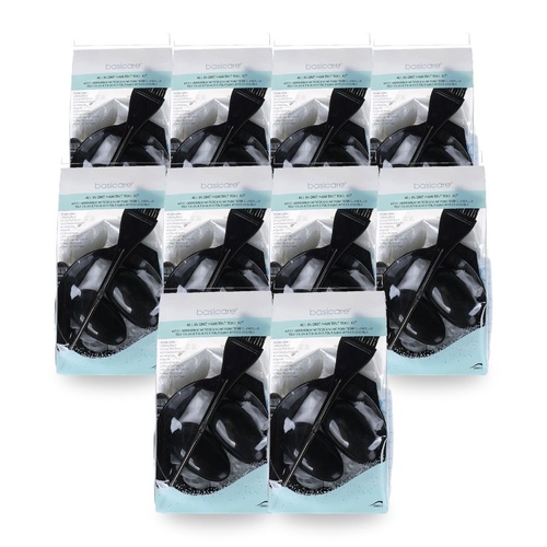 Basicare Hair Tint Tool Kit with Bowl Brush Cap Gloves and Pouch Pack of 10