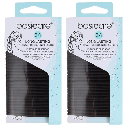 Basicare Elastic Brown Hair Bands 24pcs 4mm No Metal Tangle Free x 2