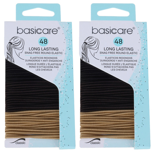 Basicare Multi Color Elastic Hair Bands Pack of 48 2mm Snag Free x 2