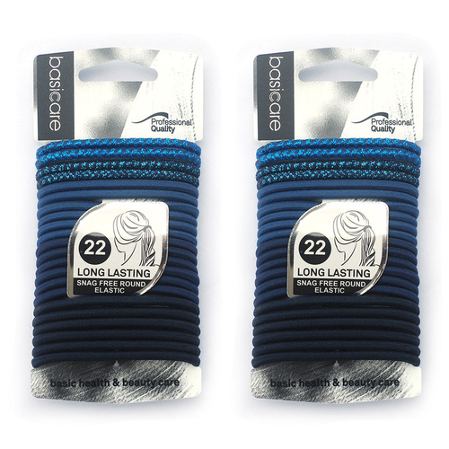 Basicare Round Elastic Hair Ties 22pcs Strong Stylish Snag Free x 2