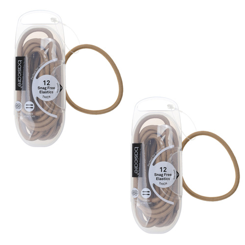 Basicare Elastic Snag Free Hair Bands Blonde Large 12 Pack Strong Hold x 2