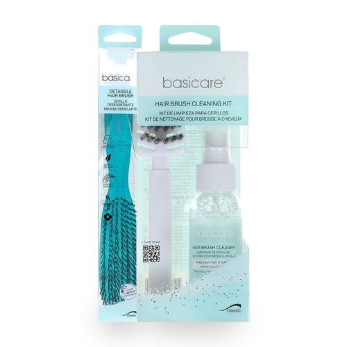 Basicare Detangle Hair Brush Large Teal + Brush Cleaning Kit