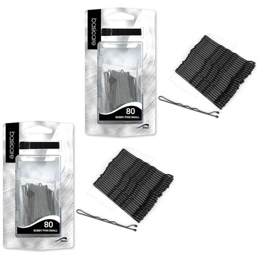 Basicare Black Bobby Pins 5cm 80 Pack Strong Durable Hair Styling Clips x 2